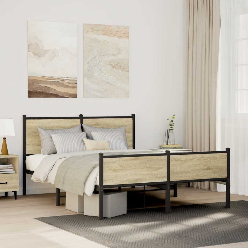 Cadre de lit en métal sans matelas chêne sonoma 137x190 cm - XIOS