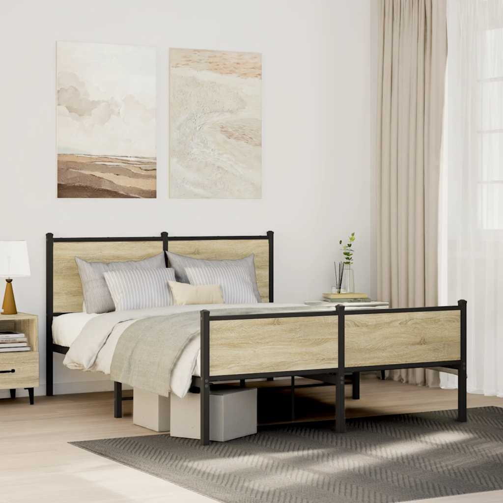 Cadre de lit en métal sans matelas chêne sonoma 140x200 cm - XIOS