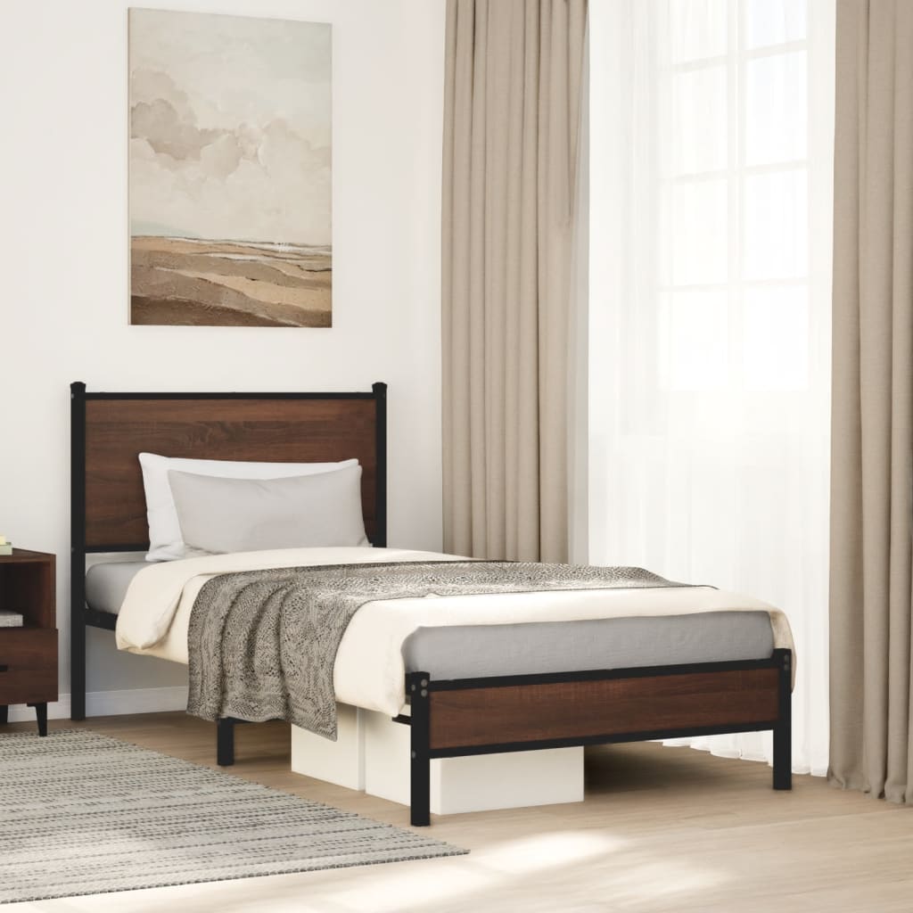 Cadre de lit en métal sans matelas chêne marron 80x200 cm - XIOS