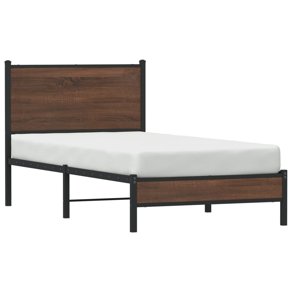Cadre de lit en métal sans matelas chêne marron 90x190 cm - XIOS