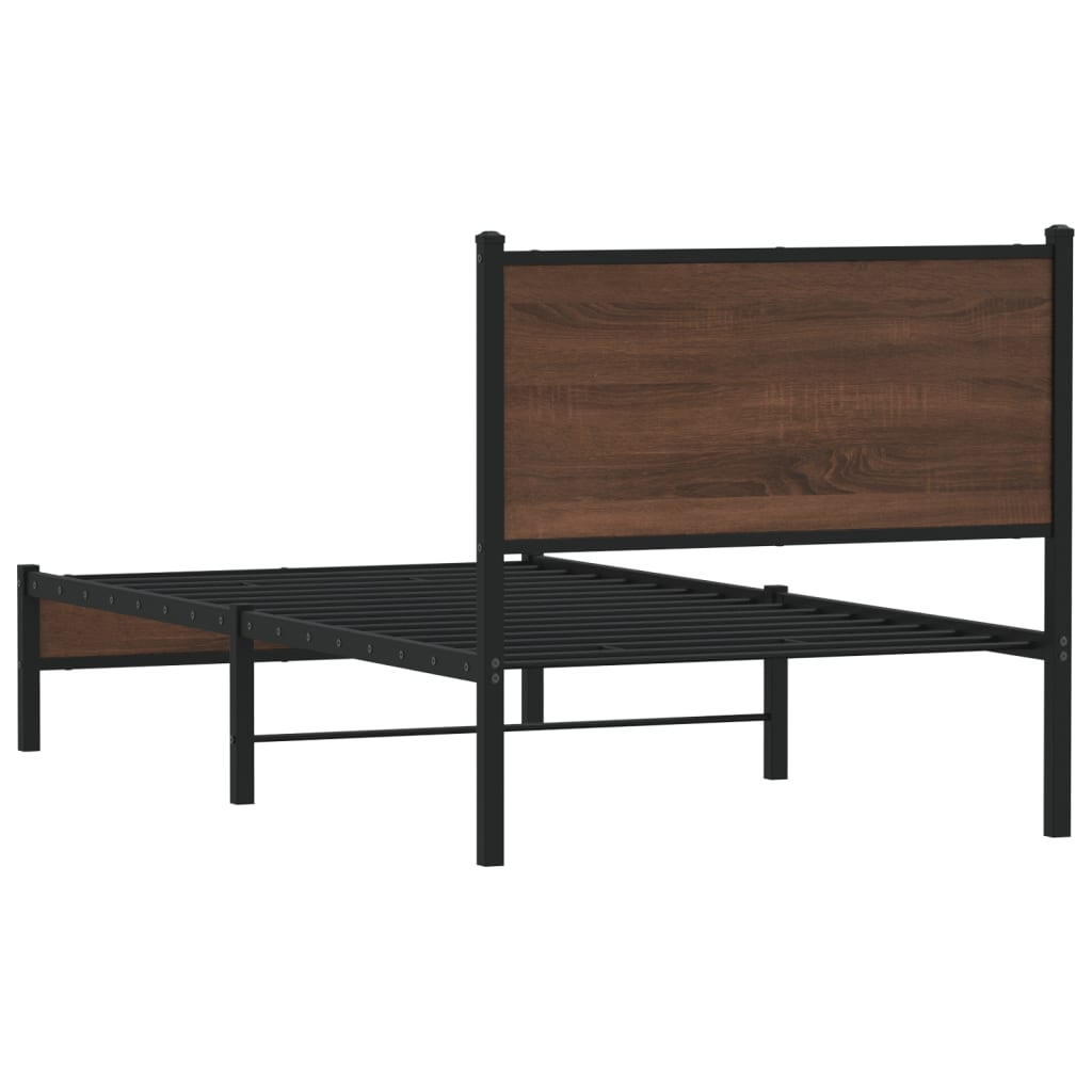 Cadre de lit en métal sans matelas chêne marron 90x190 cm - XIOS