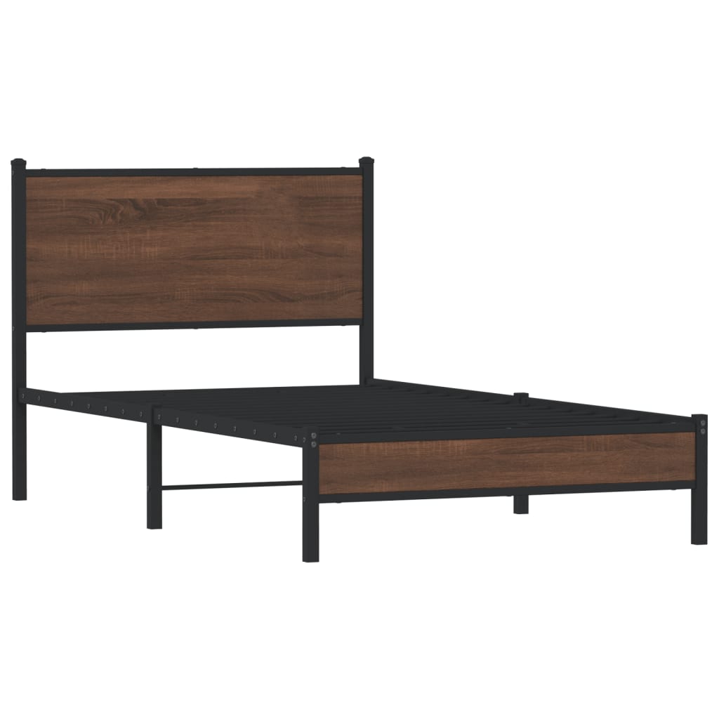 Cadre de lit en métal sans matelas chêne marron 107x203 cm - XIOS