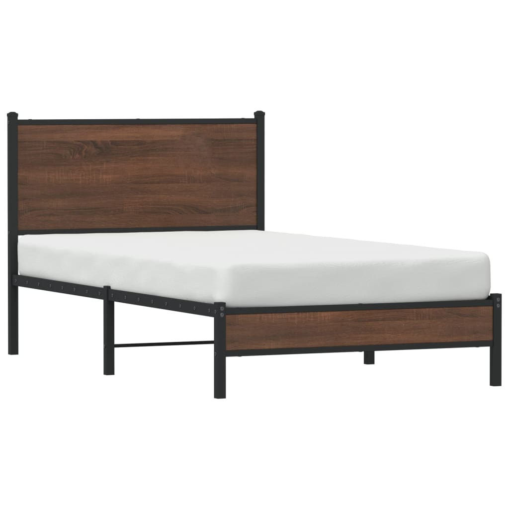 Cadre de lit en métal sans matelas chêne marron 107x203 cm - XIOS