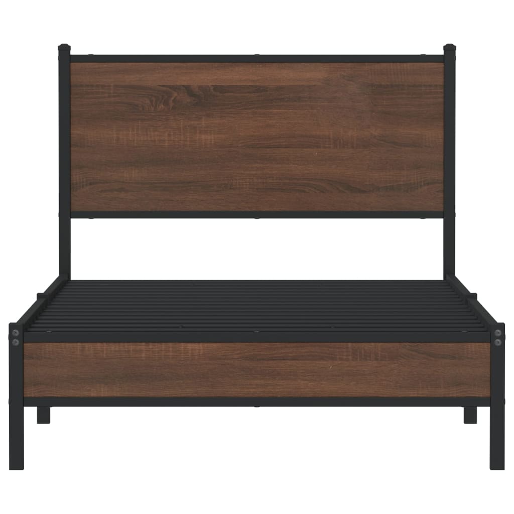 Cadre de lit en métal sans matelas chêne marron 107x203 cm - XIOS