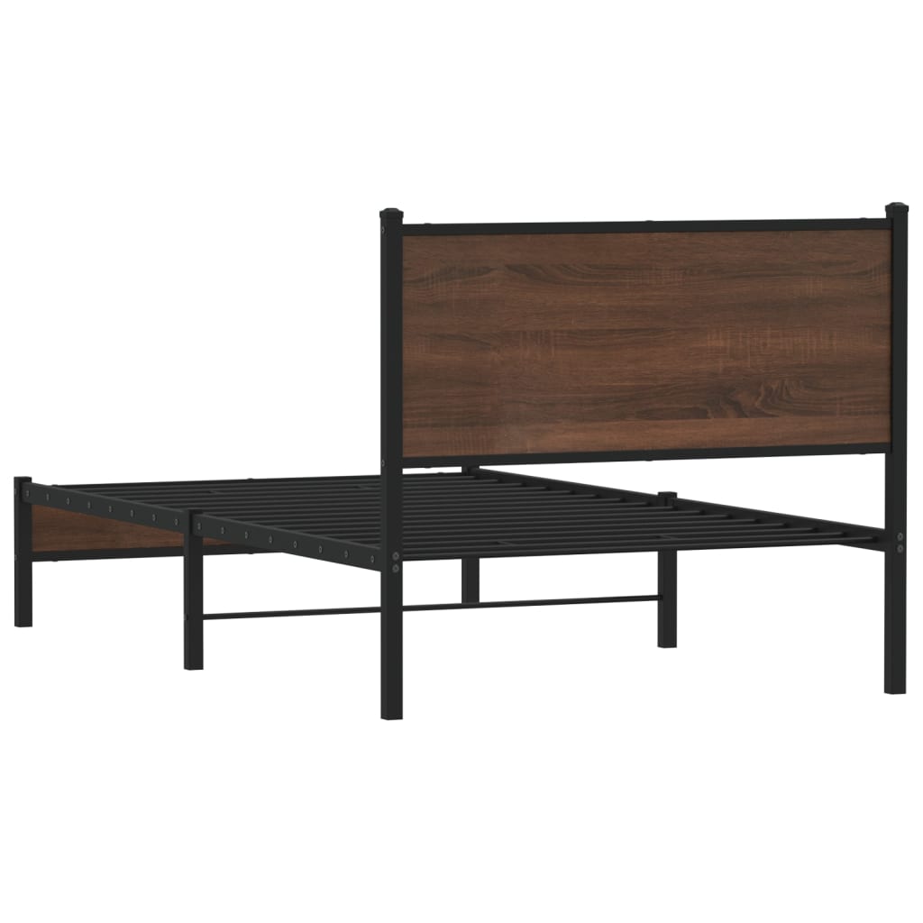 Cadre de lit en métal sans matelas chêne marron 107x203 cm - XIOS