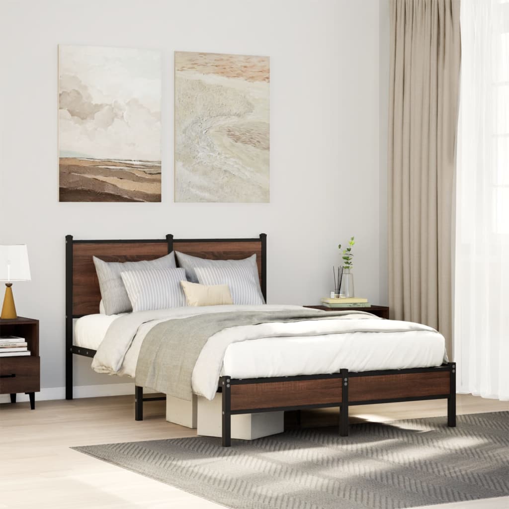 Cadre de lit en métal sans matelas chêne marron 120x200 cm - XIOS