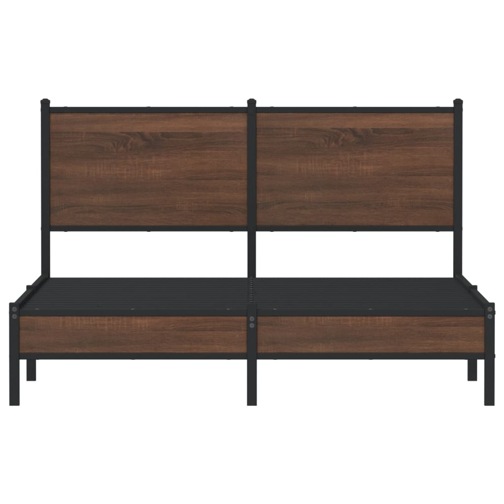Cadre de lit en métal sans matelas chêne marron 137x190 cm - XIOS