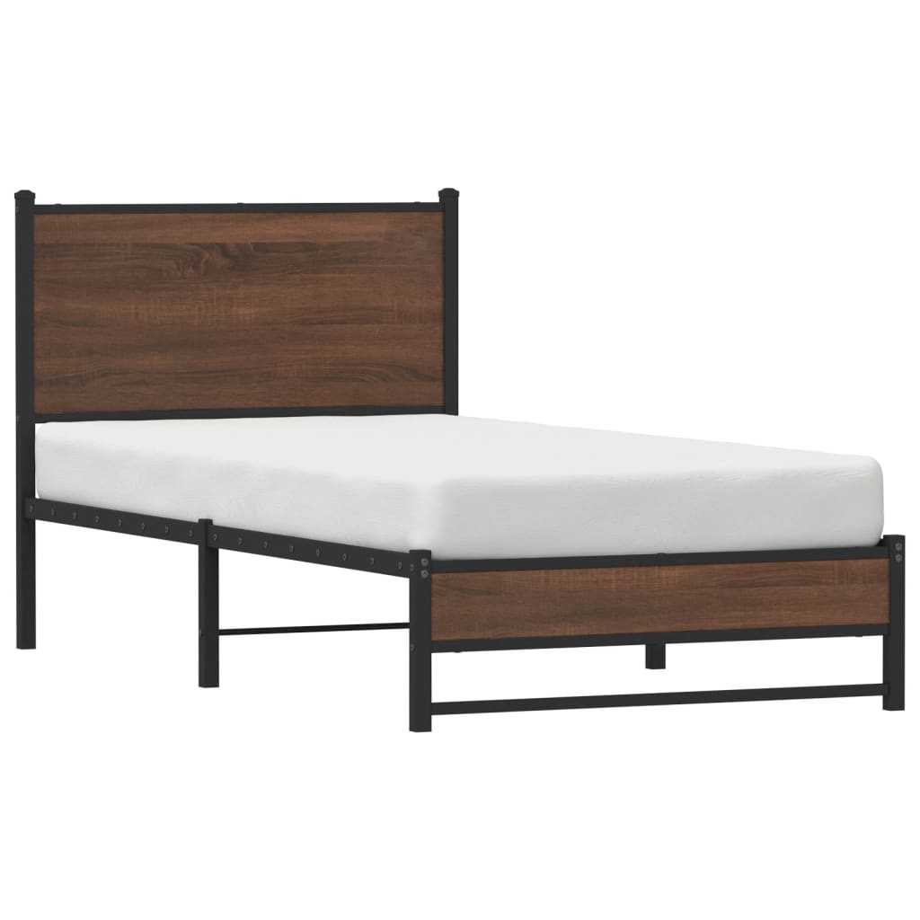 Cadre de lit en métal sans matelas chêne marron 75x190 cm - XIOS