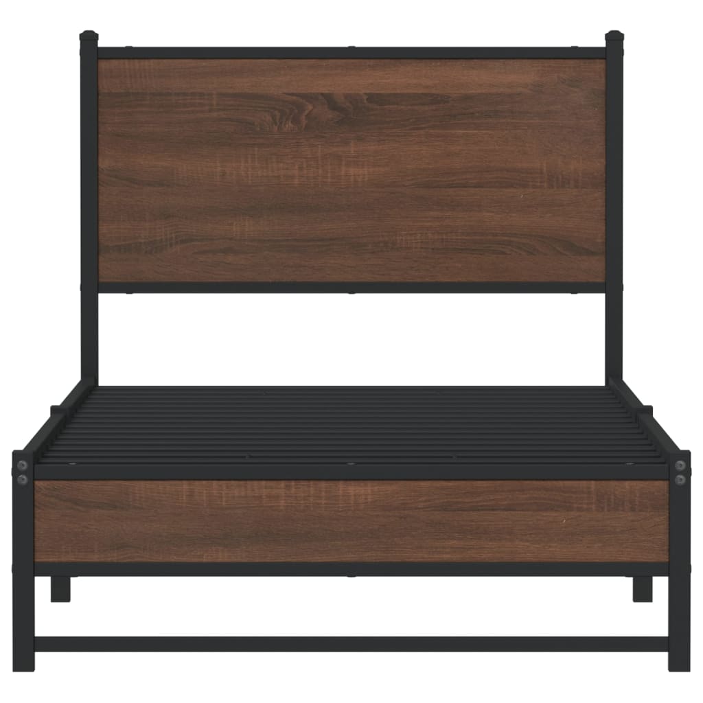 Cadre de lit en métal sans matelas chêne marron 75x190 cm - XIOS