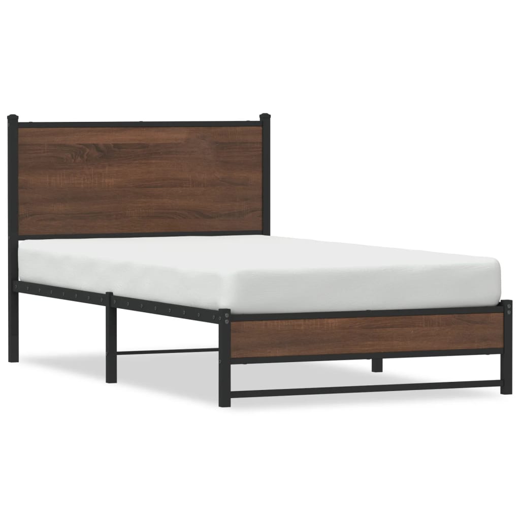 Cadre de lit en métal sans matelas chêne marron 100x190 cm - XIOS