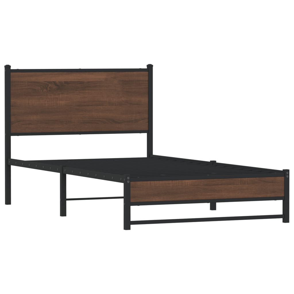 Cadre de lit en métal sans matelas chêne marron 100x190 cm - XIOS