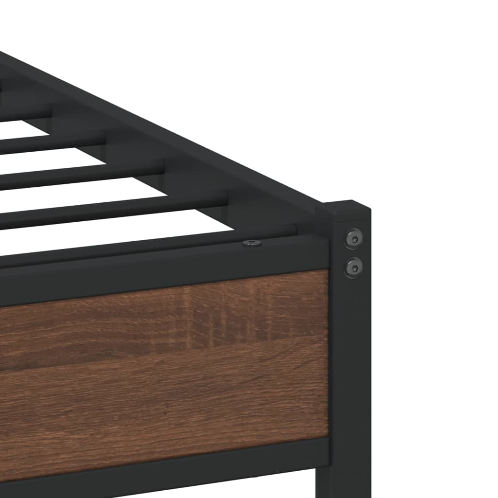 Cadre de lit en métal sans matelas chêne marron 120x190 cm - XIOS
