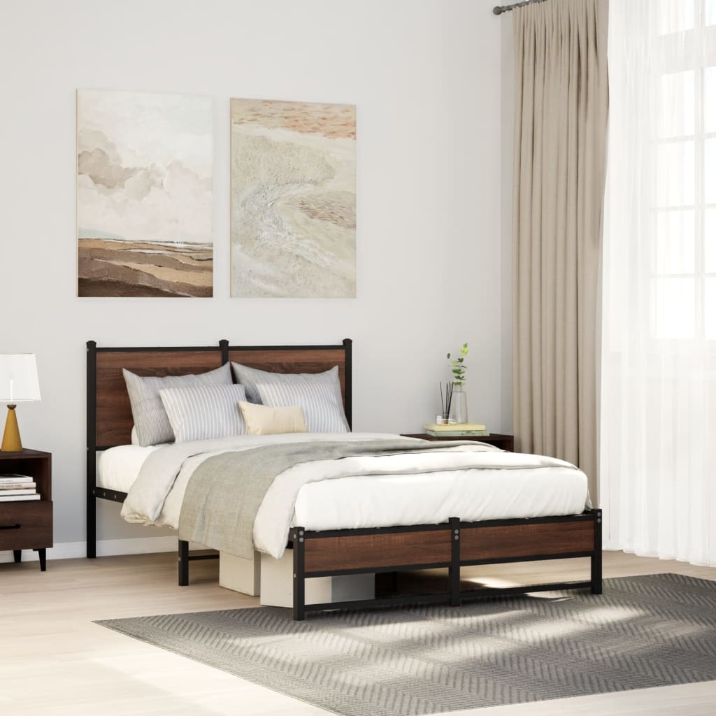 Cadre de lit en métal sans matelas chêne marron 120x200 cm - XIOS