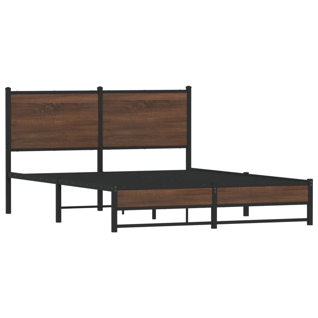 Cadre de lit en métal sans matelas chêne marron 140x190 cm - XIOS