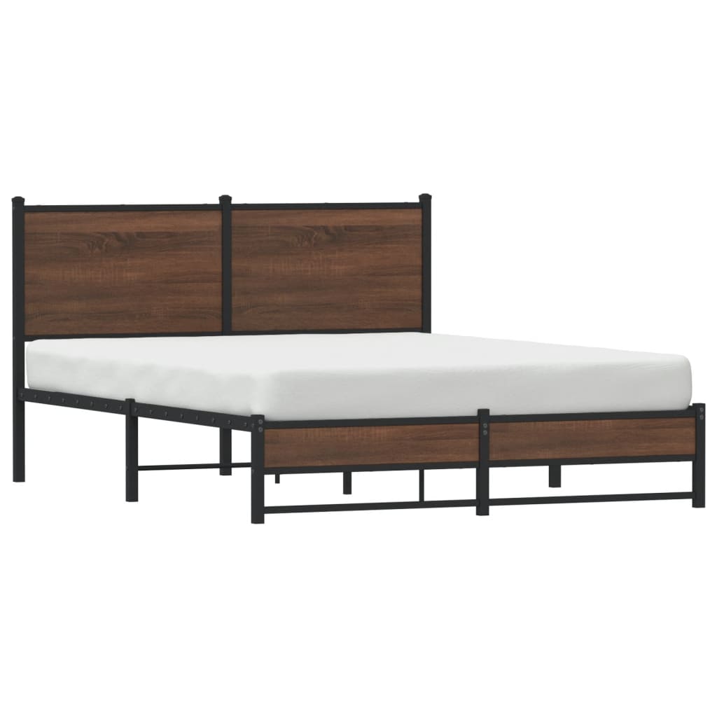 Cadre de lit en métal sans matelas chêne marron 140x190 cm - XIOS