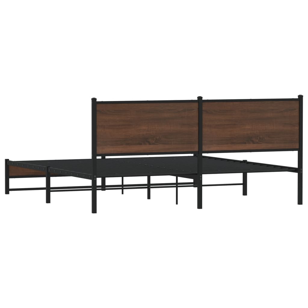 Cadre de lit en métal sans matelas chêne marron 160x200 cm - XIOS