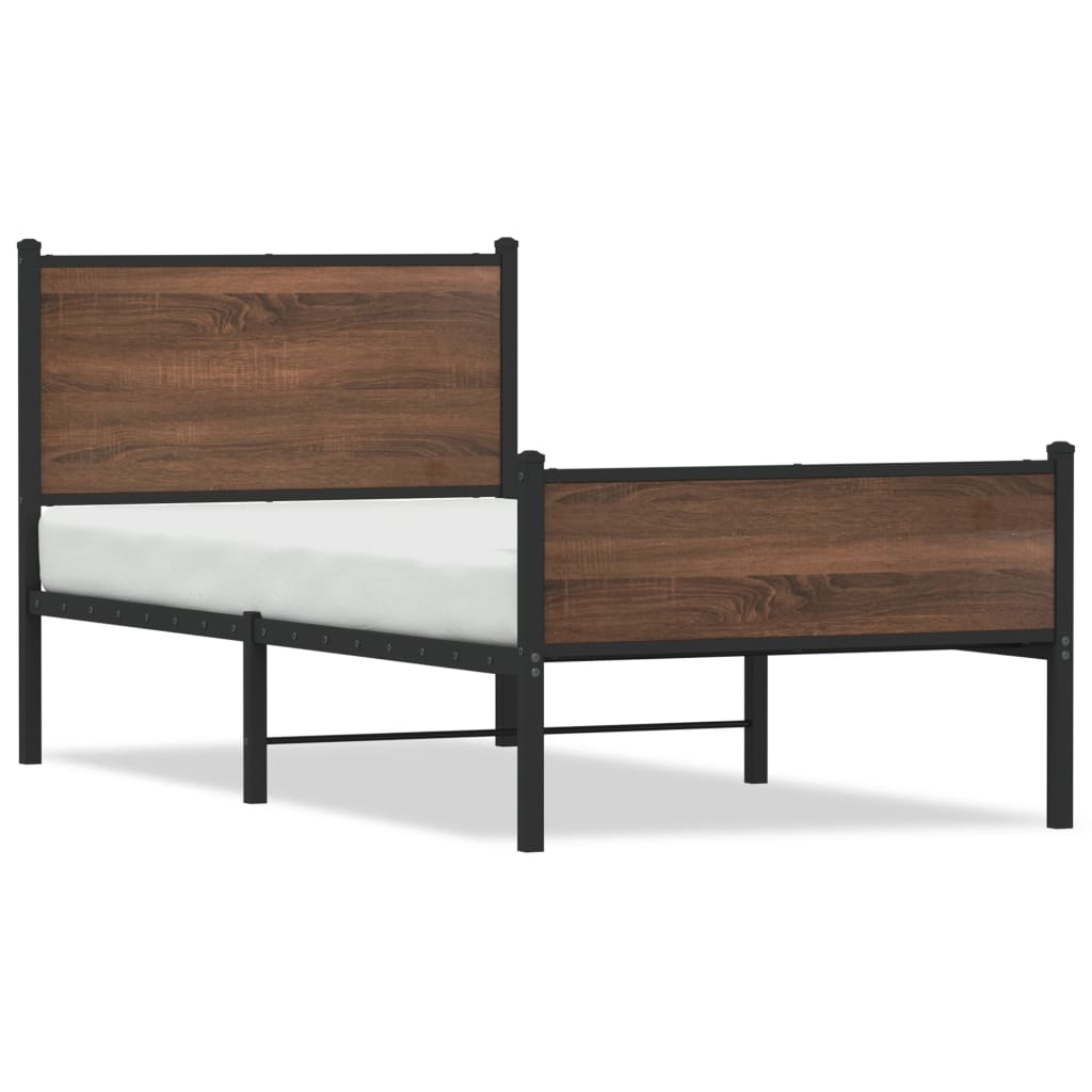 Cadre de lit en métal sans matelas chêne marron 90x200 cm - XIOS
