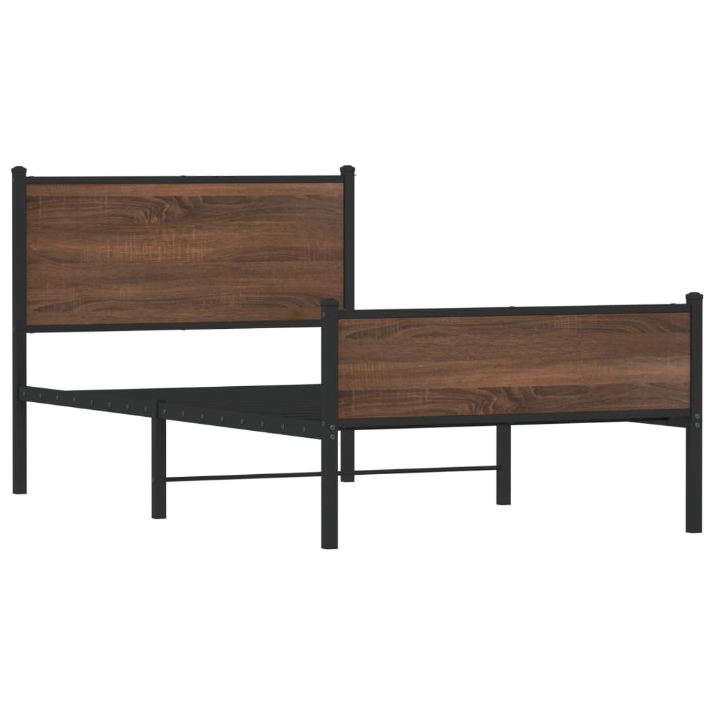 Cadre de lit en métal sans matelas chêne marron 100x190 cm - XIOS