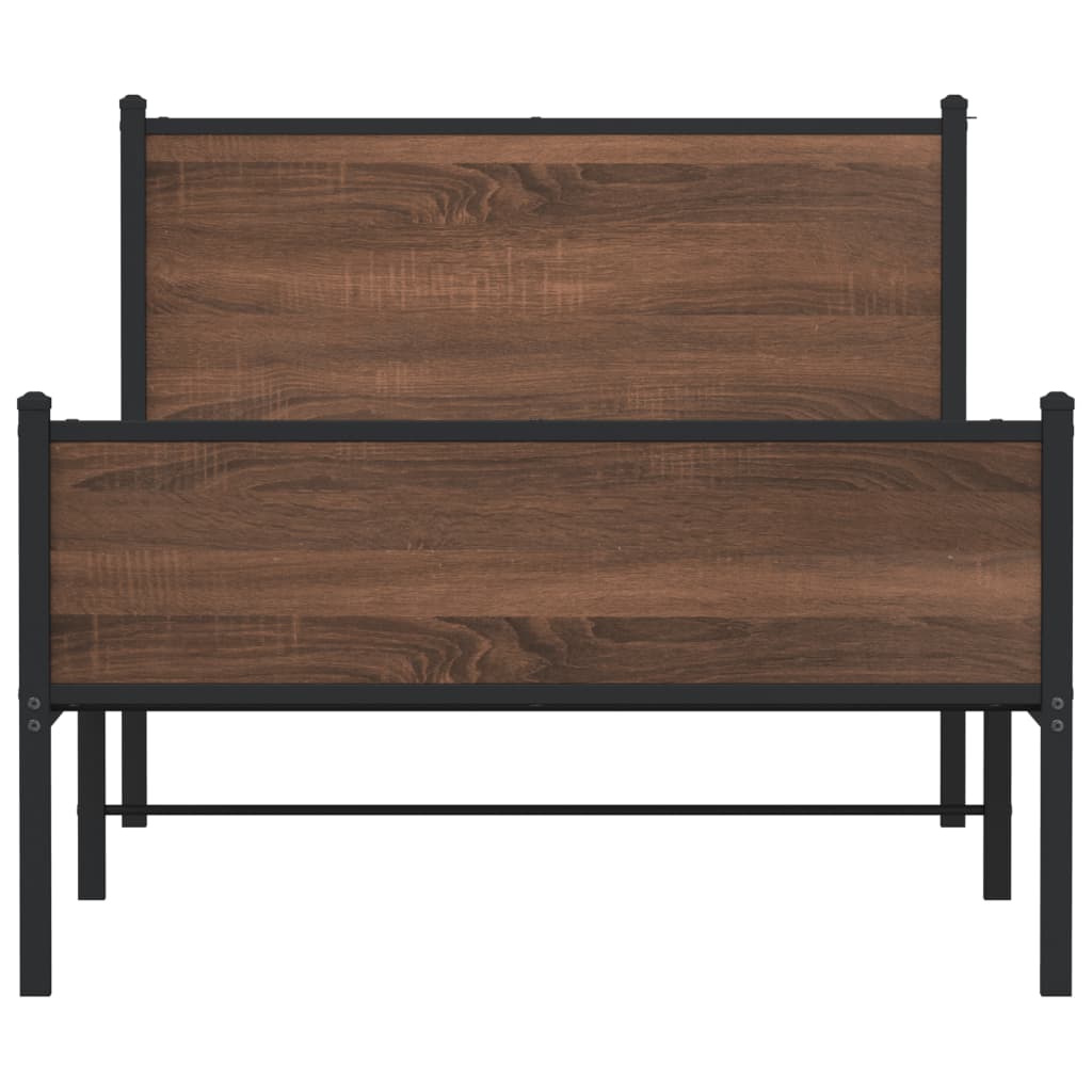 Cadre de lit en métal sans matelas chêne marron 100x190 cm - XIOS