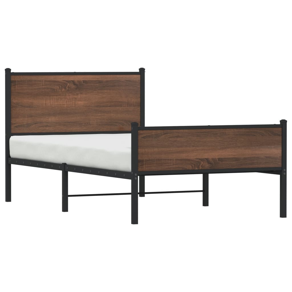 Cadre de lit en métal sans matelas chêne marron 100x200 cm - XIOS