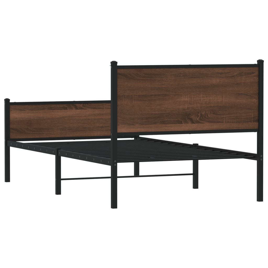 Cadre de lit en métal sans matelas chêne marron 100x200 cm - XIOS