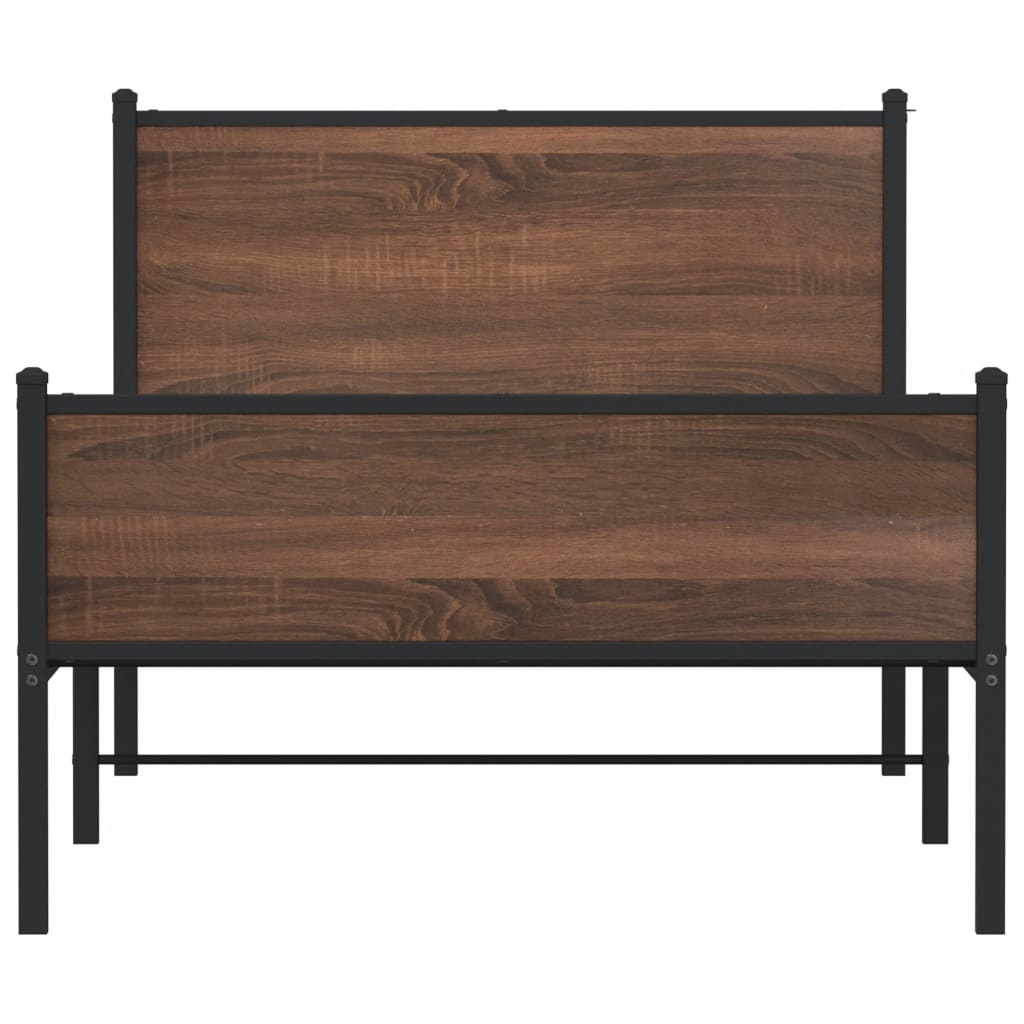 Cadre de lit en métal sans matelas chêne marron 107x203 cm - XIOS