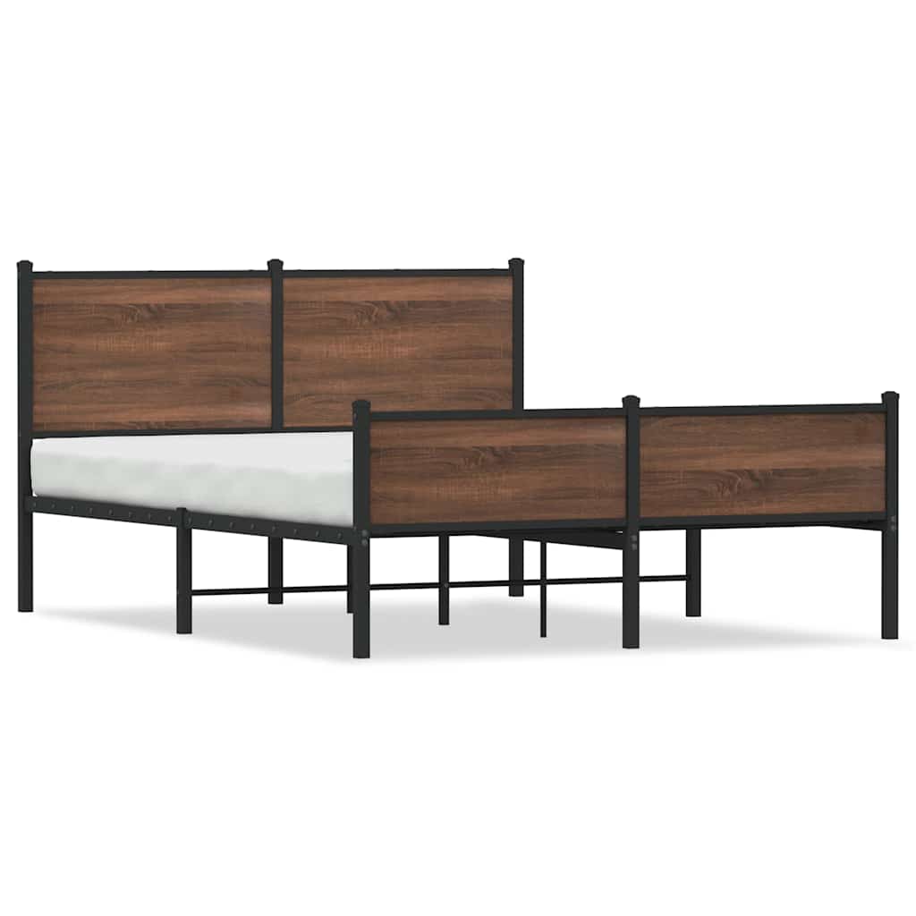 Cadre de lit en métal sans matelas chêne marron 140x200 cm - XIOS