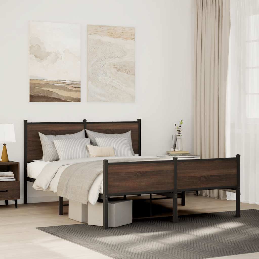Cadre de lit en métal sans matelas chêne marron 140x200 cm - XIOS
