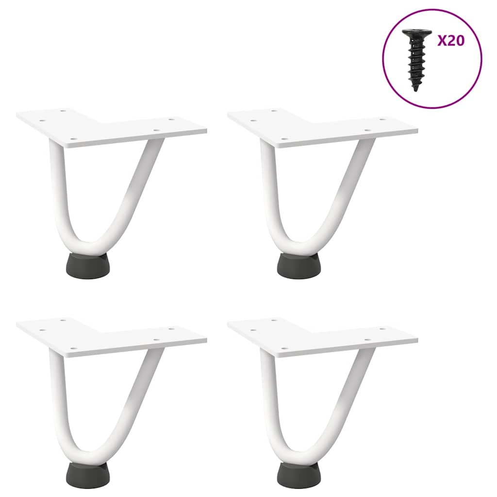 Pieds en épingle à cheveux pour table basse 4 pièces Blanc 10 cm Acier massif - XIOS