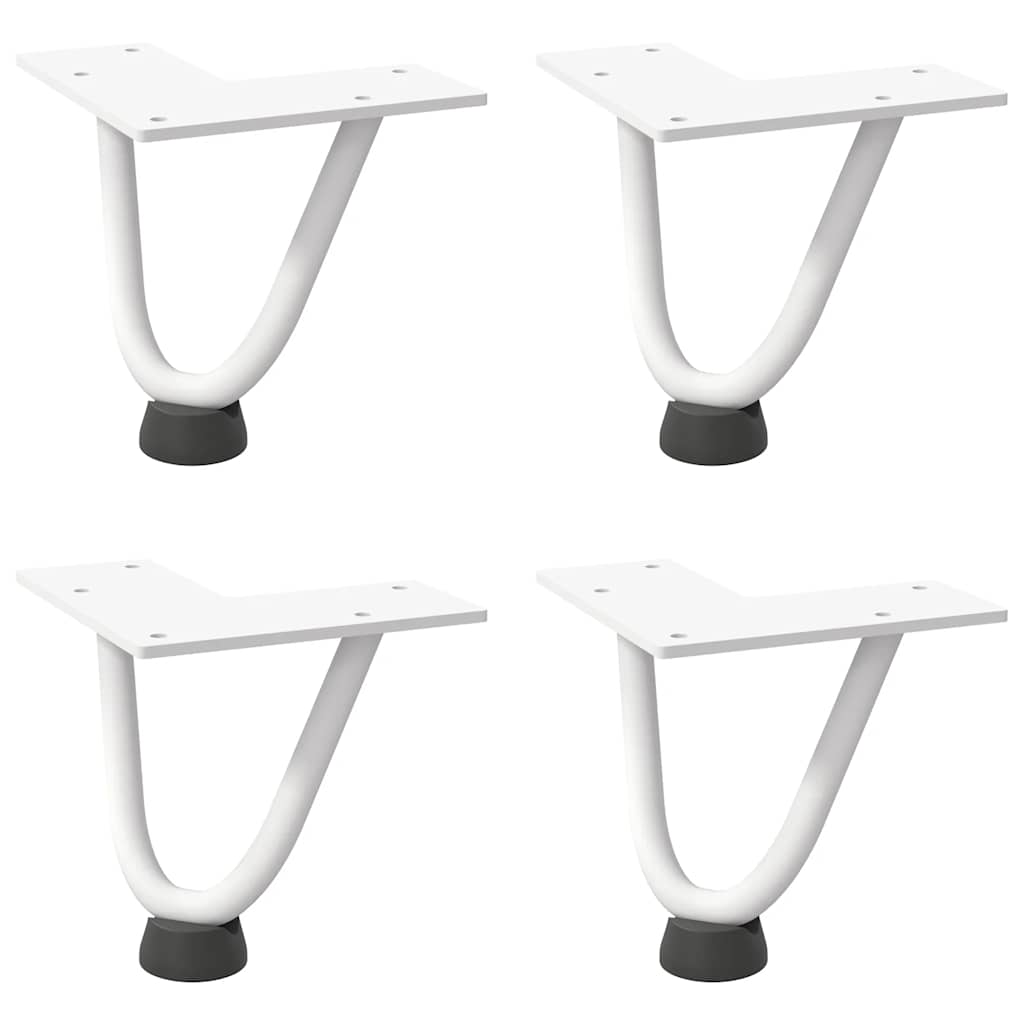 Pieds en épingle à cheveux pour table basse 4 pièces Blanc 10 cm Acier massif - XIOS