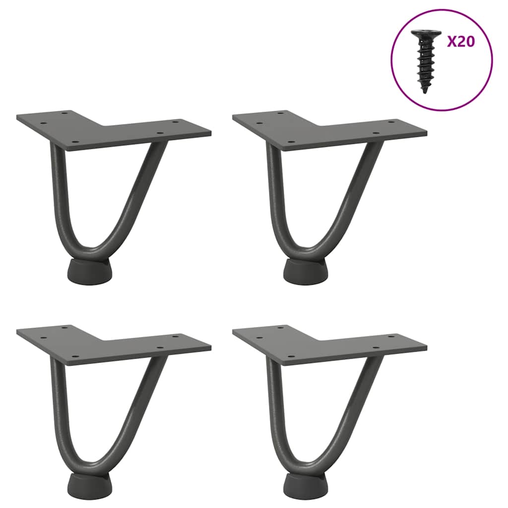 Pieds en épingle à cheveux pour table basse 4 pièces Anthracite 10 cm Acier massif - XIOS
