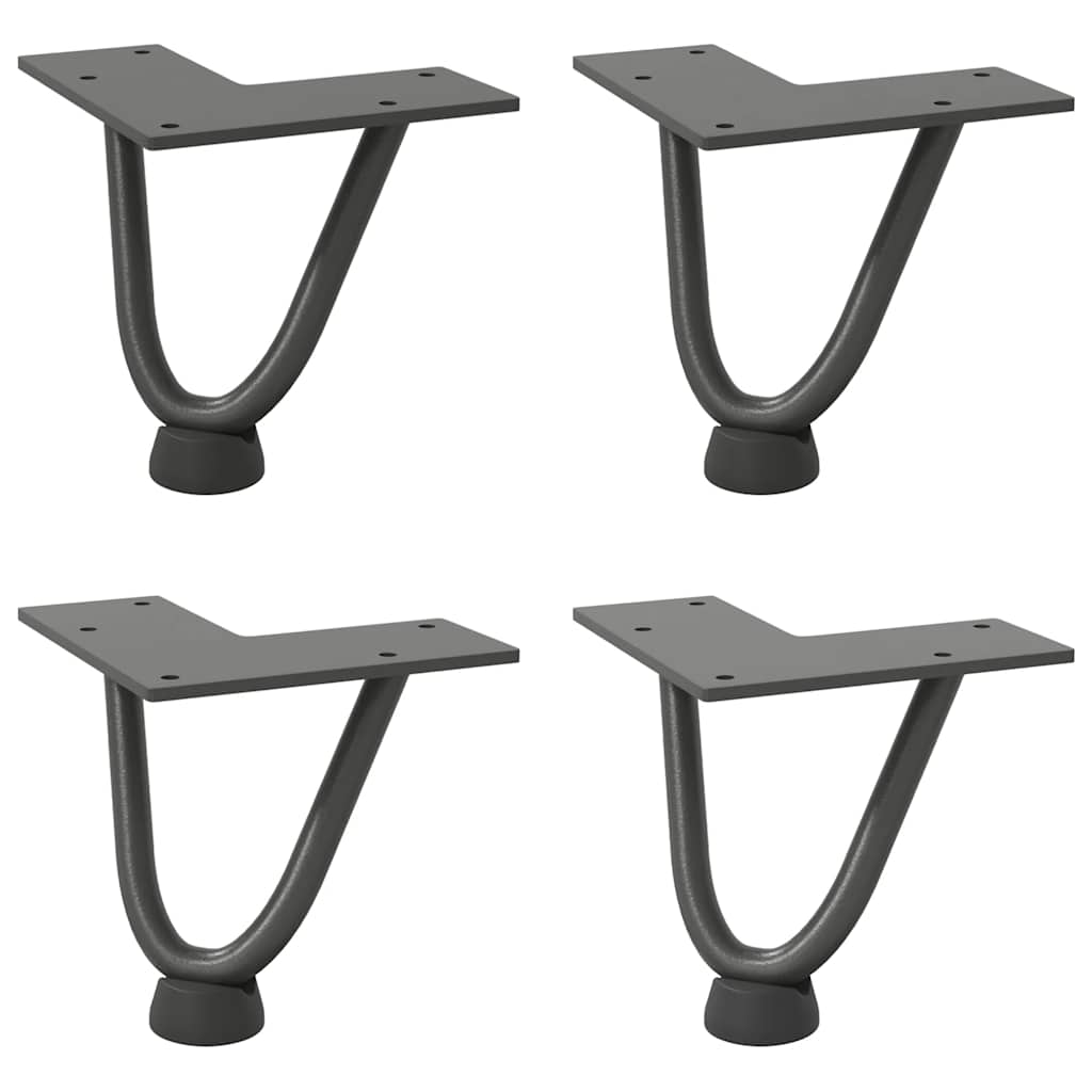 Pieds en épingle à cheveux pour table basse 4 pièces Anthracite 10 cm Acier massif - XIOS