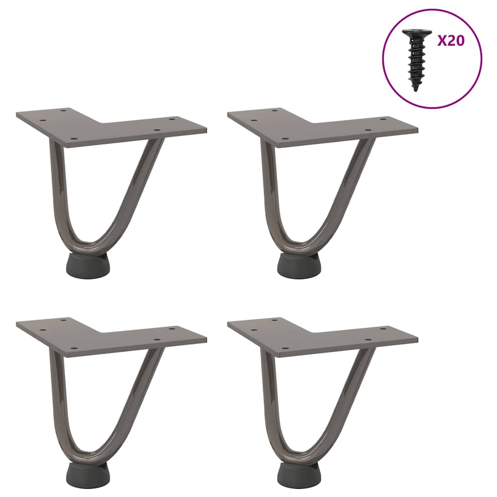 Pieds en épingle à cheveux pour table basse 4 pièces Acier naturel 10 cm Acier massif - XIOS