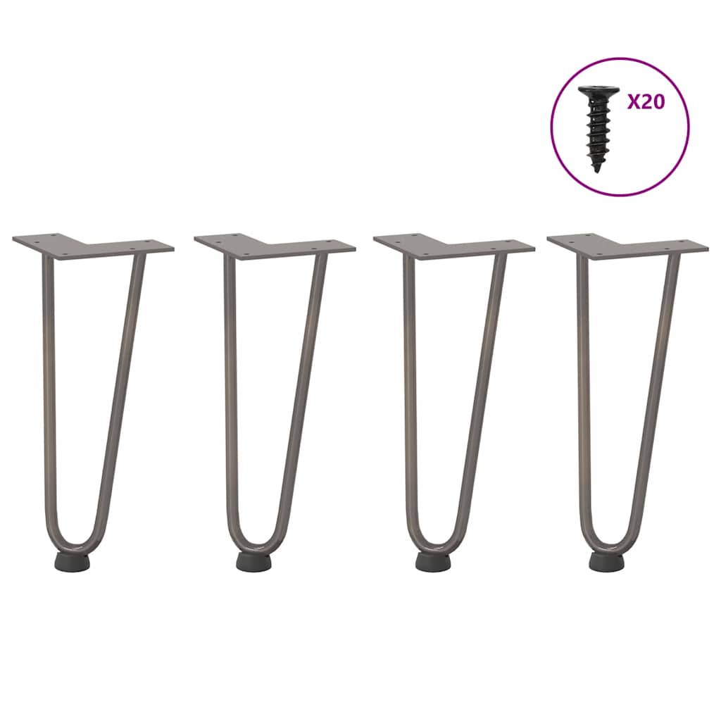 Pieds en épingle à cheveux pour table basse 4 pièces Acier naturel 30 cm Acier massif - XIOS