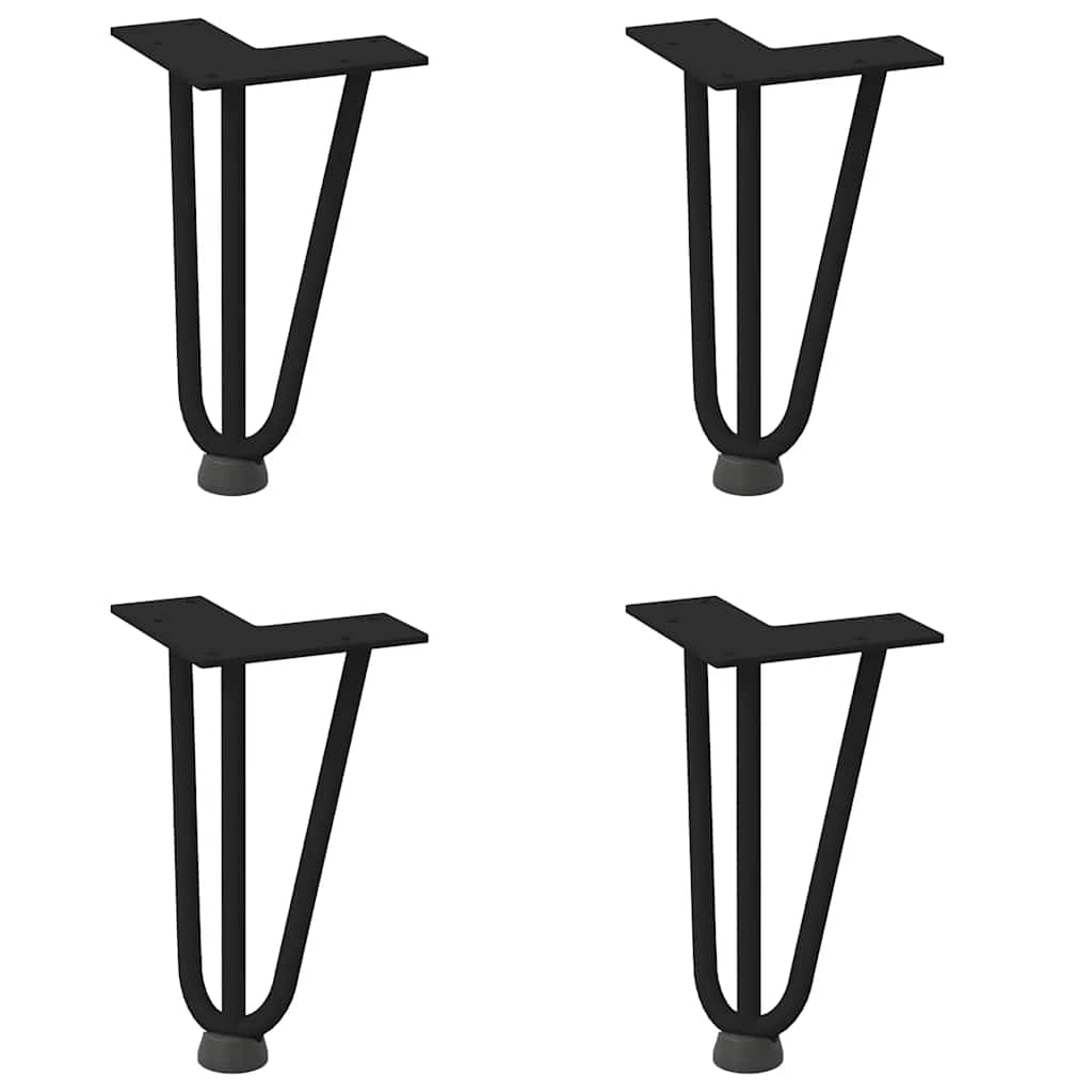 Pieds en épingle à cheveux pour table basse 4 pièces Noir 20 cm Acier massif - XIOS
