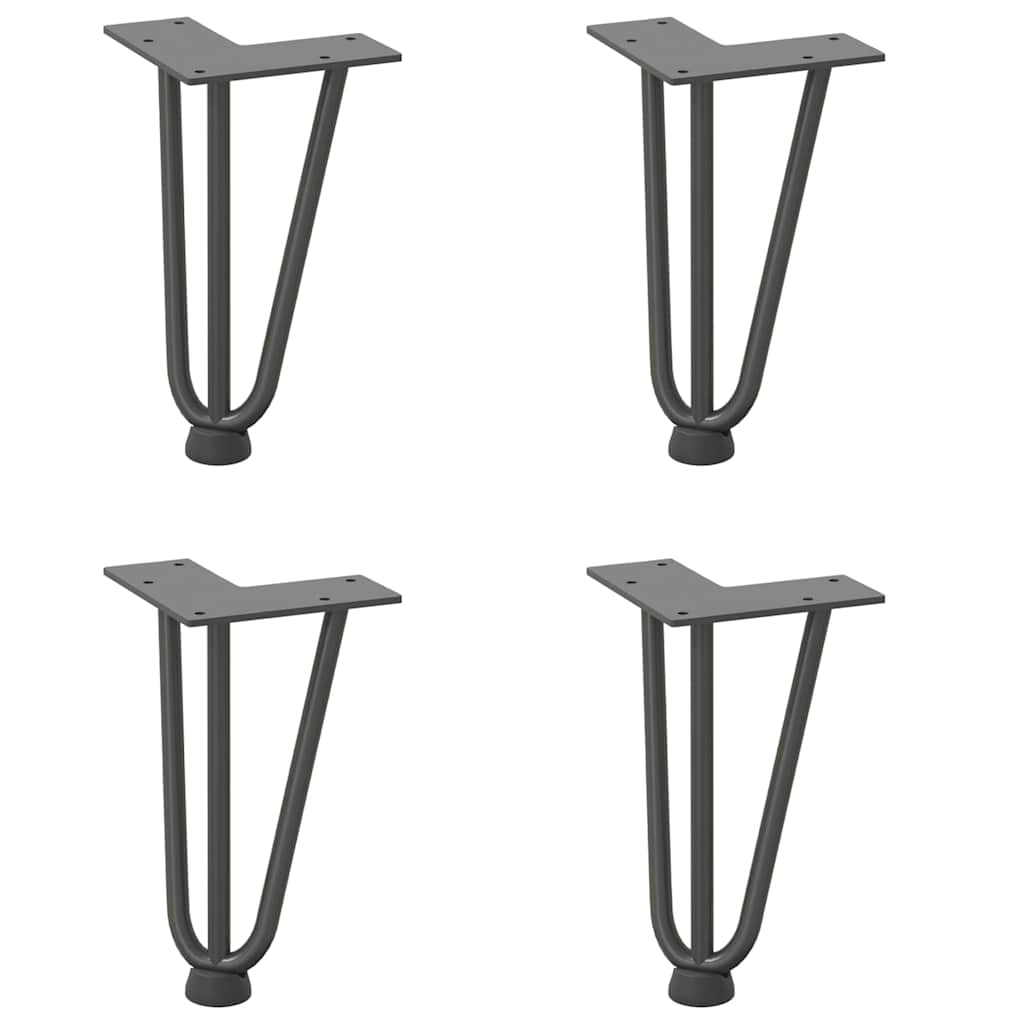 Pieds en épingle à cheveux pour table basse 4 pièces Anthracite 20 cm Acier massif - XIOS