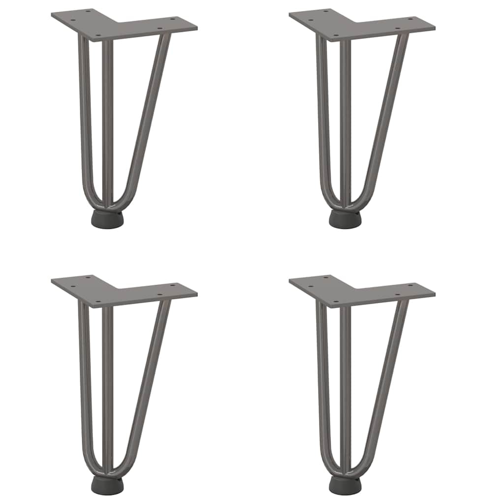 Pieds en épingle à cheveux pour table basse 4 pièces Acier naturel 20 cm Acier massif - XIOS