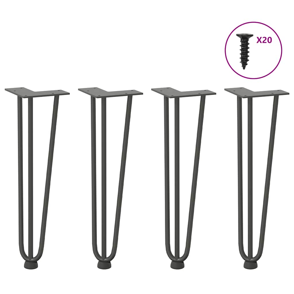Pieds en épingle à cheveux pour table basse 4 pièces Anthracite 42 cm Acier massif - XIOS