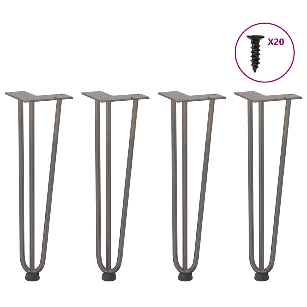 Pieds en épingle à cheveux pour table basse 4 pièces Acier naturel 42 cm Acier massif - XIOS