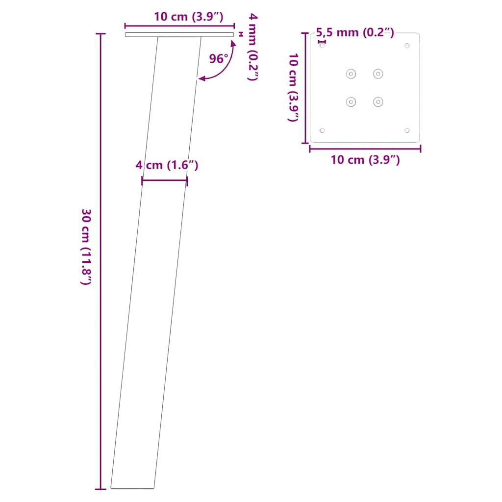 Pieds de table basse 4 pièces Blanc 30 cm Acier - XIOS