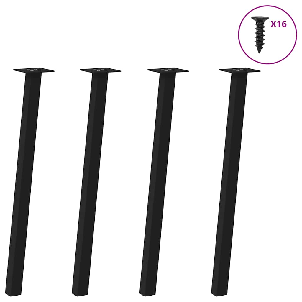Pieds de table console 4 pièces Noir 72 cm Acier - XIOS