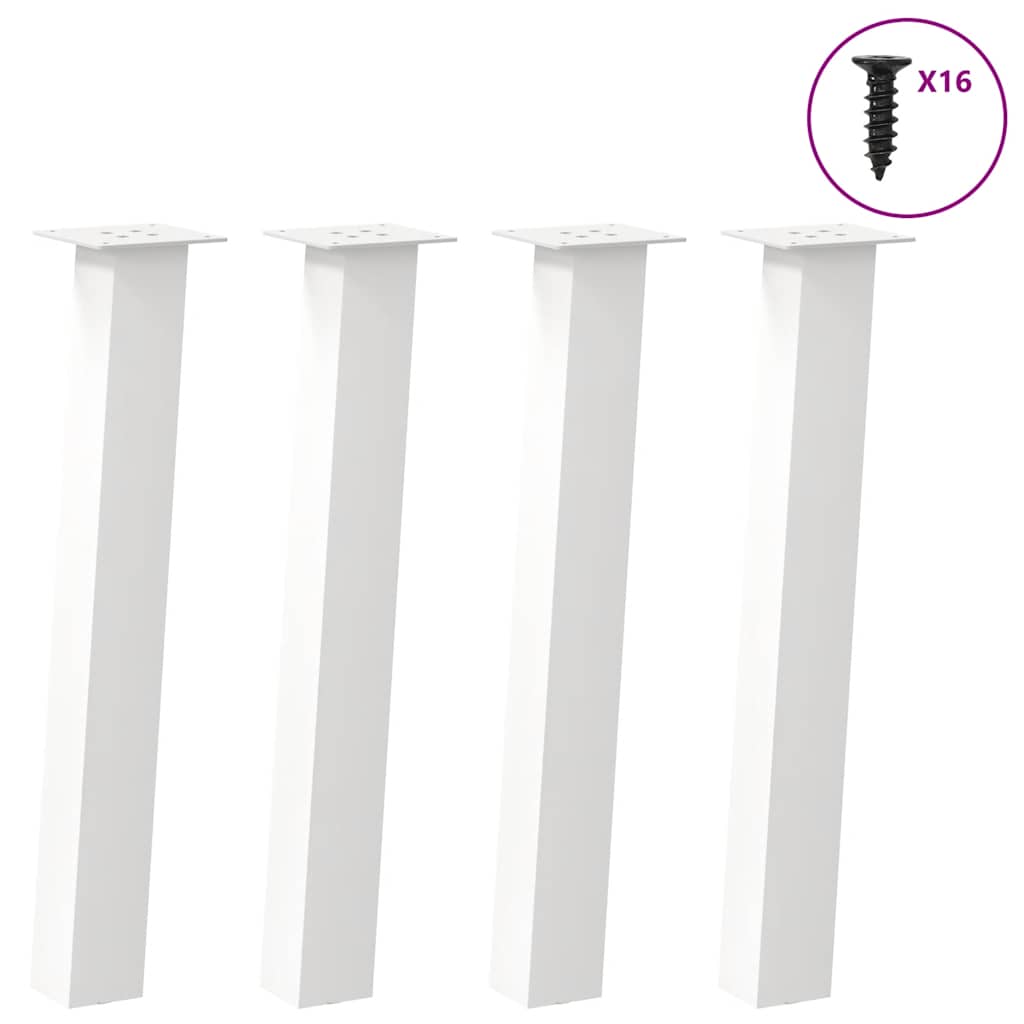 Pieds de table console 4 pièces Blanc 72 cm Acier