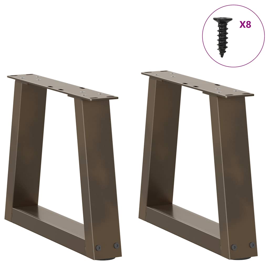 Pieds de table basse en forme de V, 2 pièces, acier naturel, 30 x (30-31,3) cm - XIOS