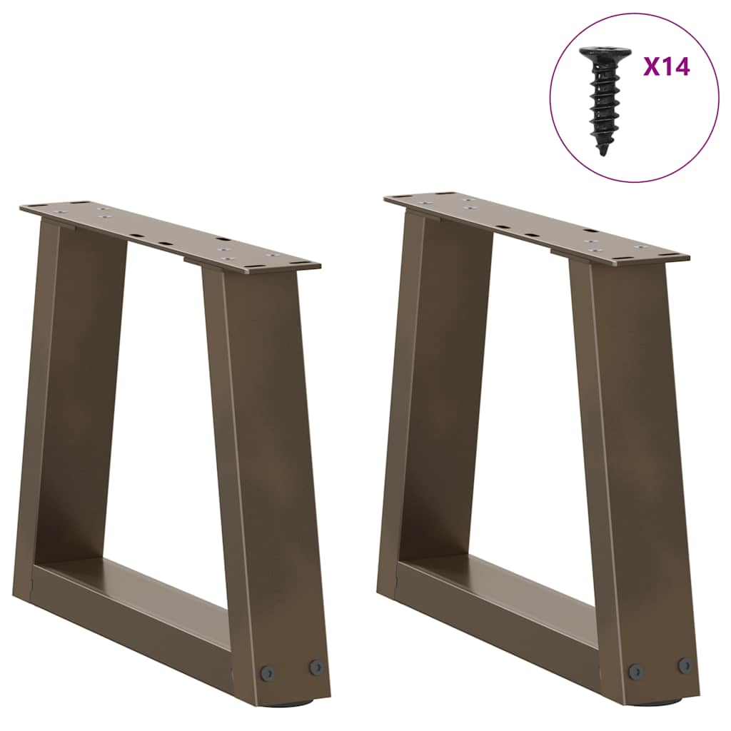 Pieds de table basse en forme de V, 2 pièces, acier naturel, 40 x (30-31,3) cm - XIOS