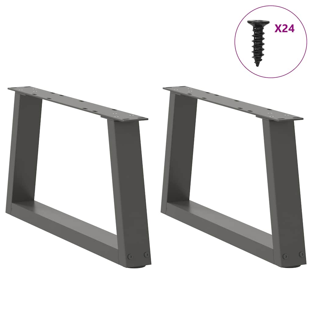 Pieds de table basse en forme de V, 2 pièces, anthracite, 70 x (30-31,3) cm, acier - XIOS