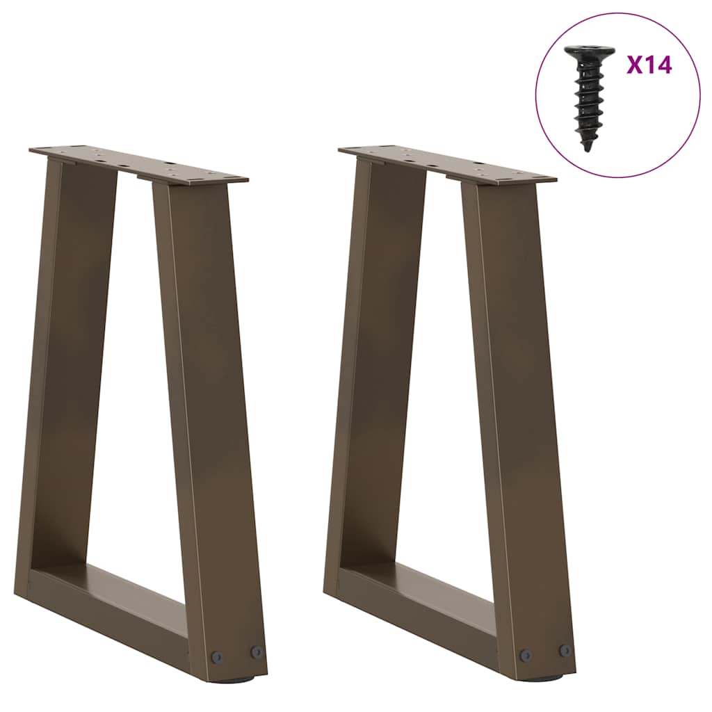 Pieds de table basse en forme de V, 2 pièces, acier naturel, 38 x (42-43,3) cm - XIOS