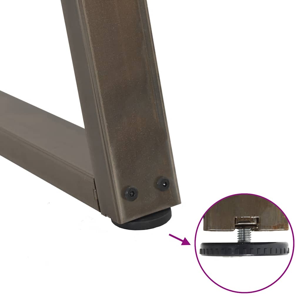 Pieds de table basse en forme de V, 2 pièces, acier naturel, 38 x (42-43,3) cm - XIOS