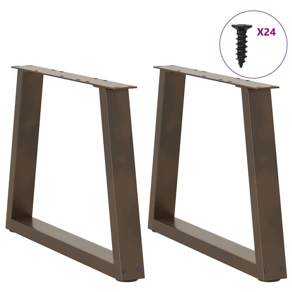 Pieds de table basse en forme de V, 2 pièces, acier naturel, 60 x (42-43,3) cm - XIOS
