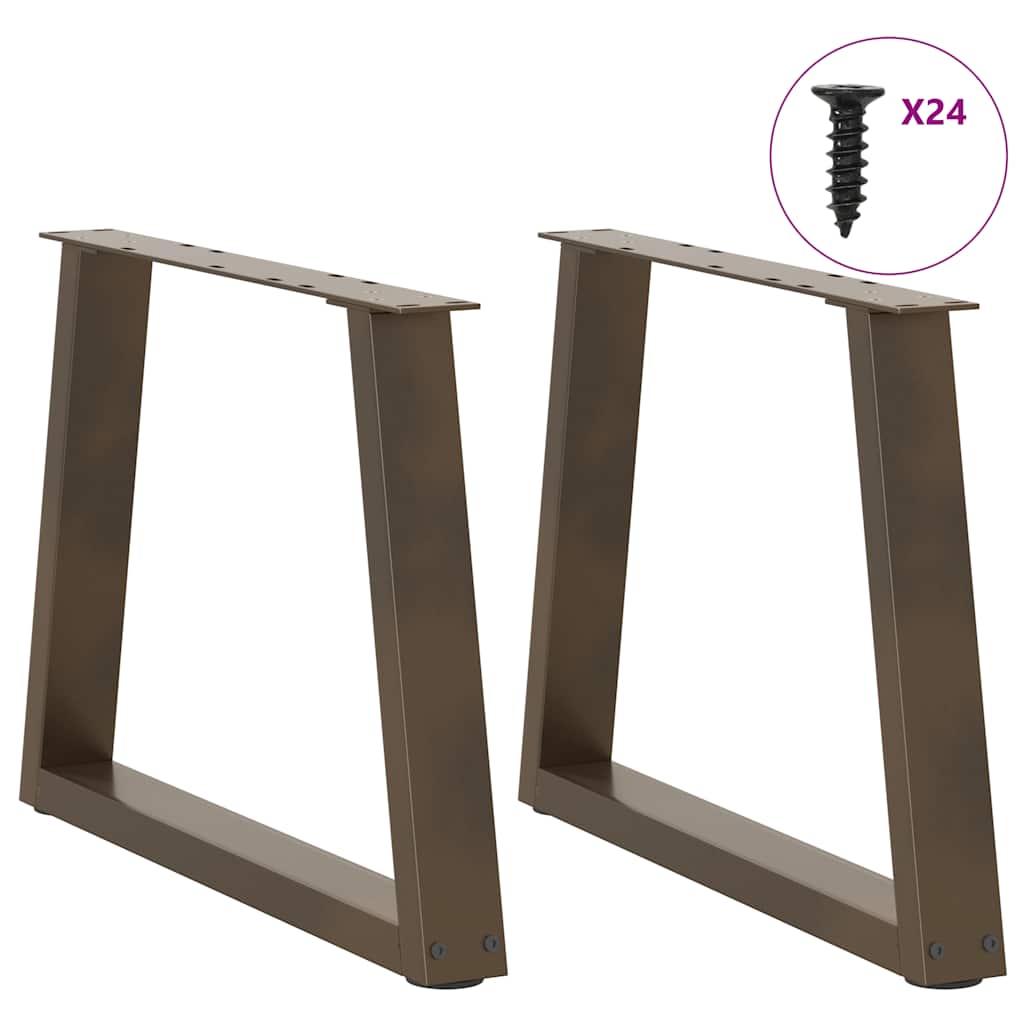 Pieds de table basse en forme de V, 2 pièces, acier naturel, 70 x (42-43,3) cm - XIOS