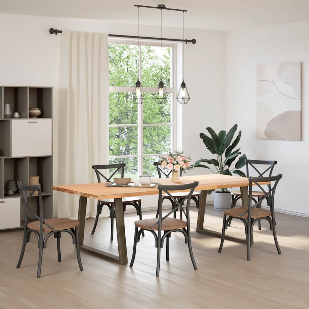 Pieds de table à manger en forme de V, 2 pièces, acier naturel, 90 x (72-73,3) cm - XIOS